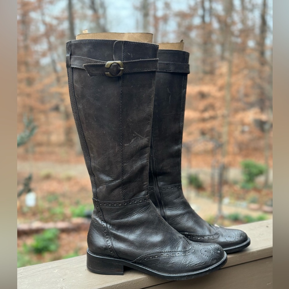 LAVORAXIONE ARTIGIANA GORGEOUS TOLL  BROWN,LEATHER ZIP UP BOOTS 39 - Picture 2 of 11